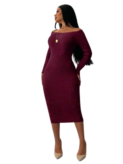 Ribbed_Bodycon_Midi_Dress — Maroon