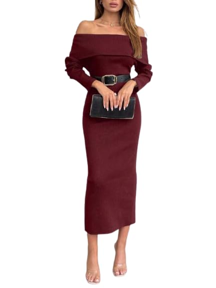 Bodycon Midi Dress — Maroon