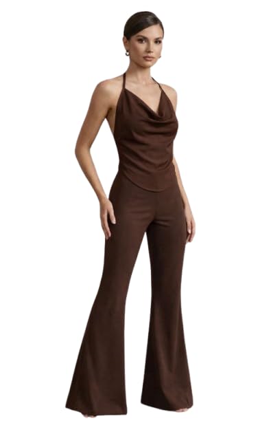 Elegant Halter Co-Ord Set — Brown