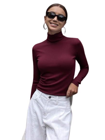 Turtleneck Crop Top — Maroon