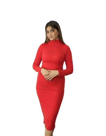 RED BODYCON MID LENGHT — RED