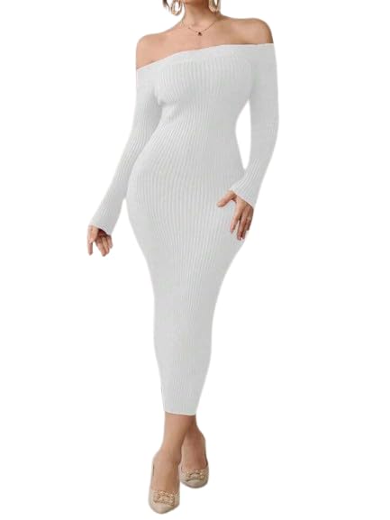 Offshoulder Bending Dress — White