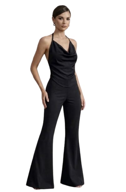 Elegant Halter Co-Ord Set — Black