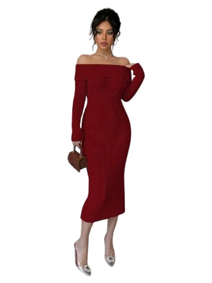 Midi Dress with Back Cut — Red
