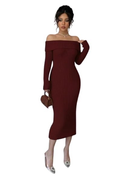 Midi Dress with Back Cut — Maroon