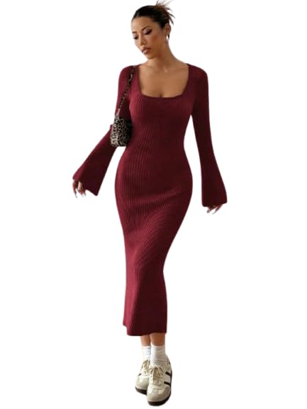 Bodycon long Dress — Maroon