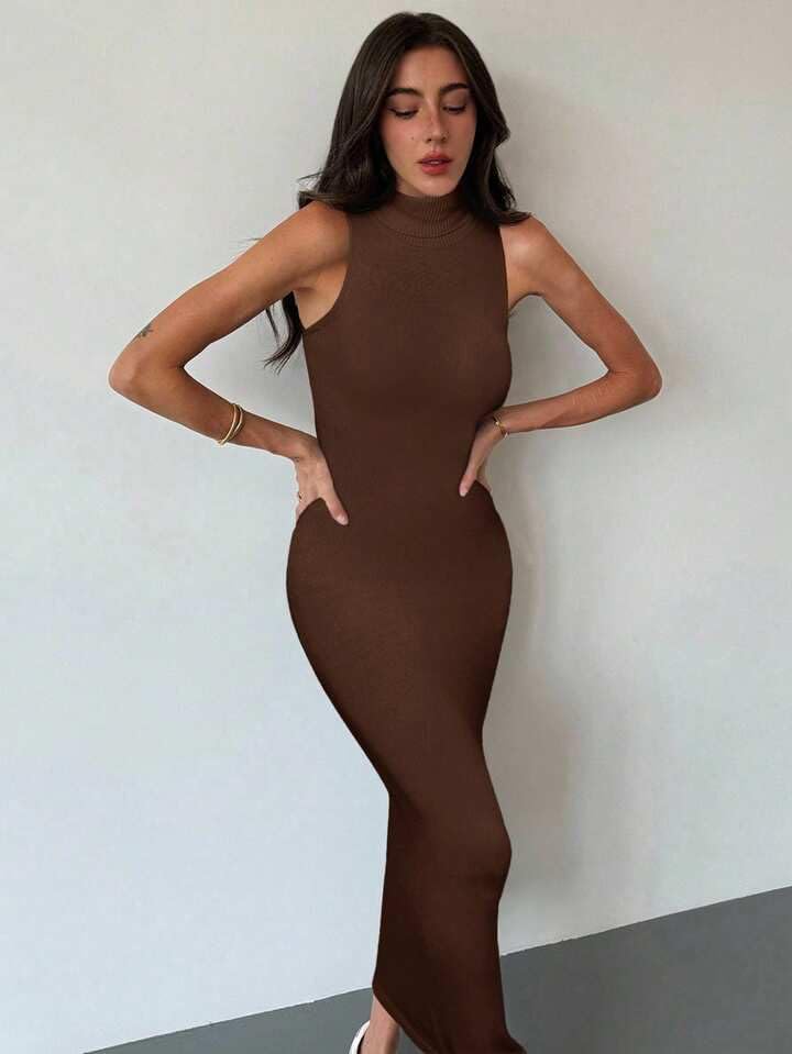 High Neck Sleeveless Dress