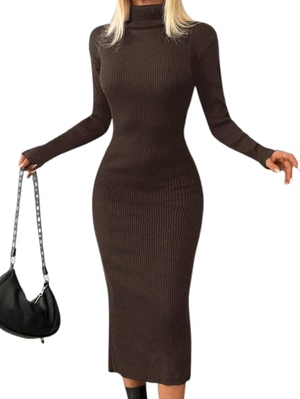 HIgh Neck Short Dress — Brown