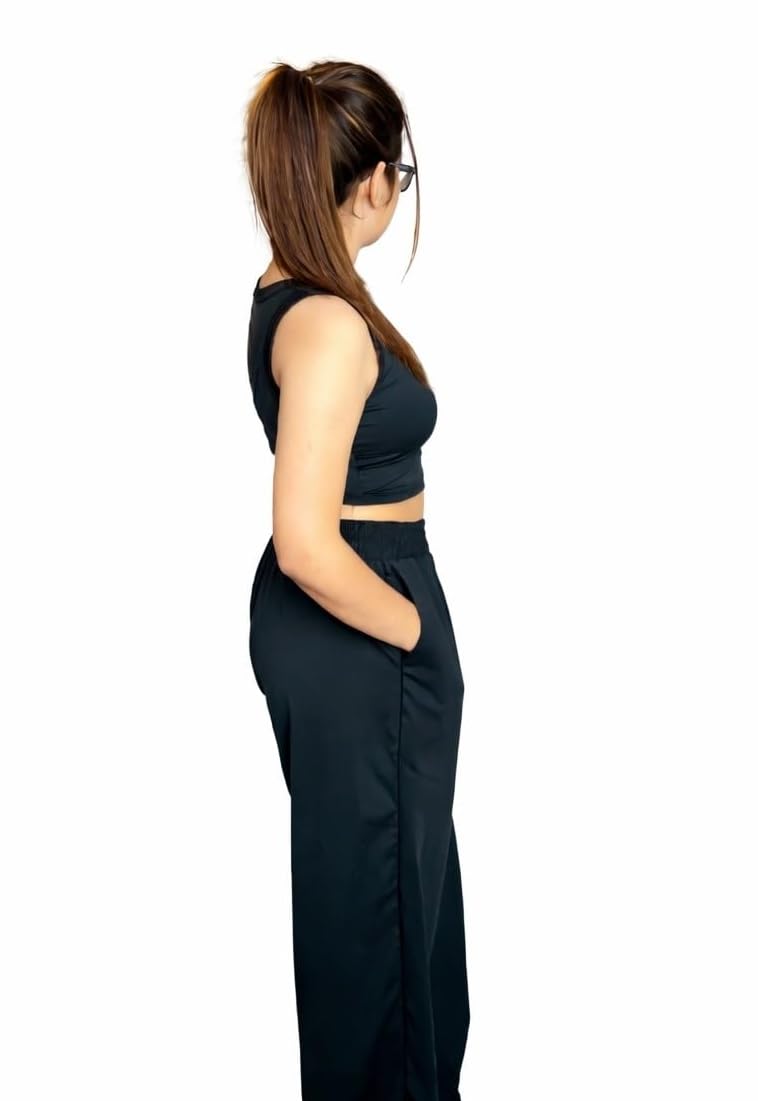 Women Slim Fit Crop Top & Pant Co-Ord Set