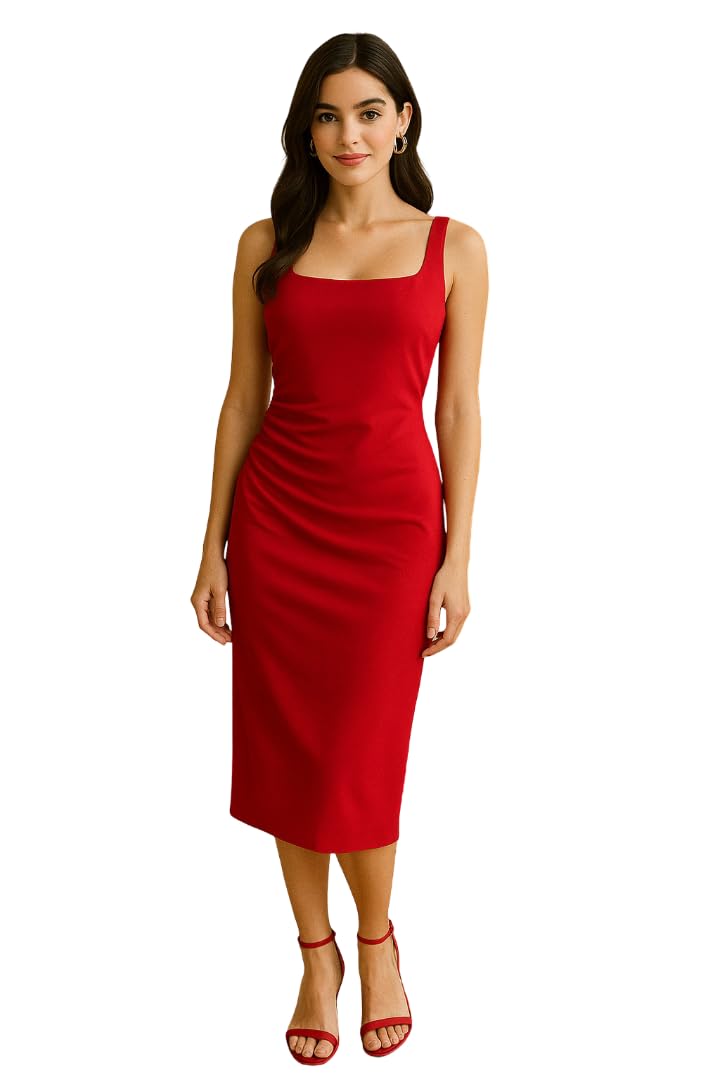 002-Strap Mini Dress — Red