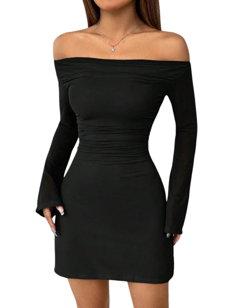 Off Shoulder Dress — Black