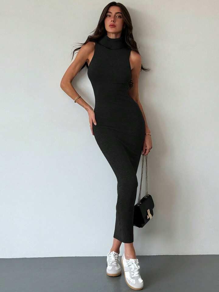High Neck Sleeveless Dress