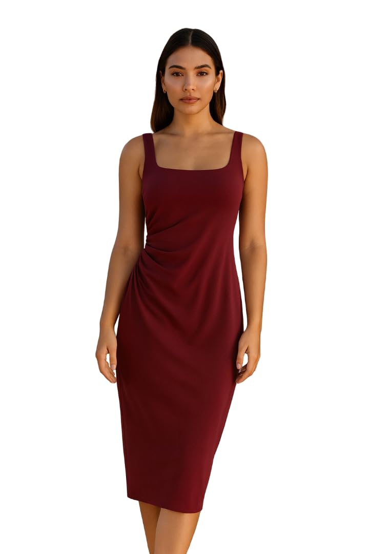 002-Strap Mini Dress — Wine