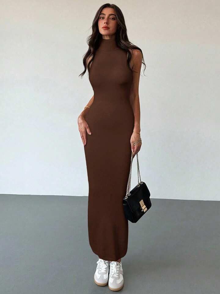 High Neck Sleeveless Dress