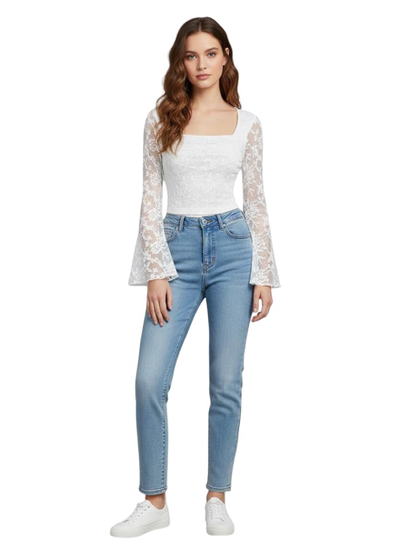 Lace Bell Sleeve — White