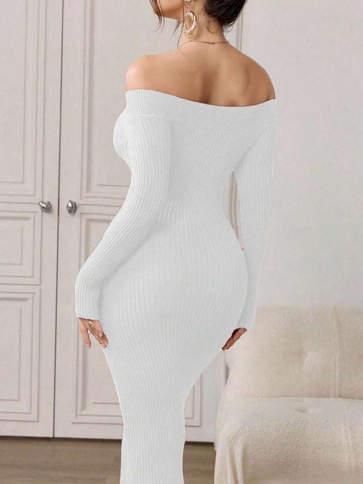 Offshoulder Bending Dress