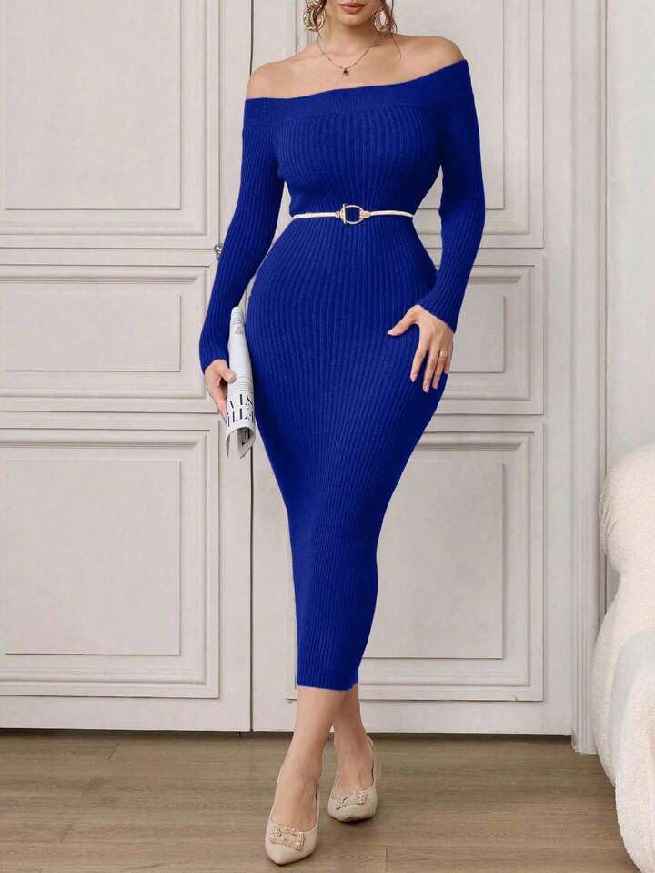 Offshoulder Bending Dress
