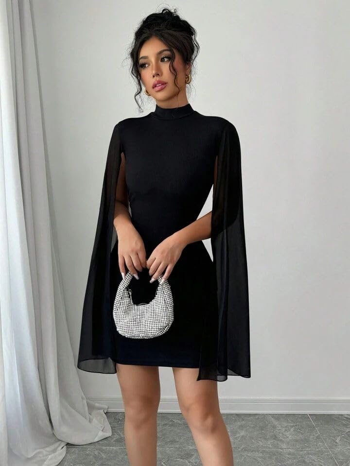 Cape Sleeve Mini Dress