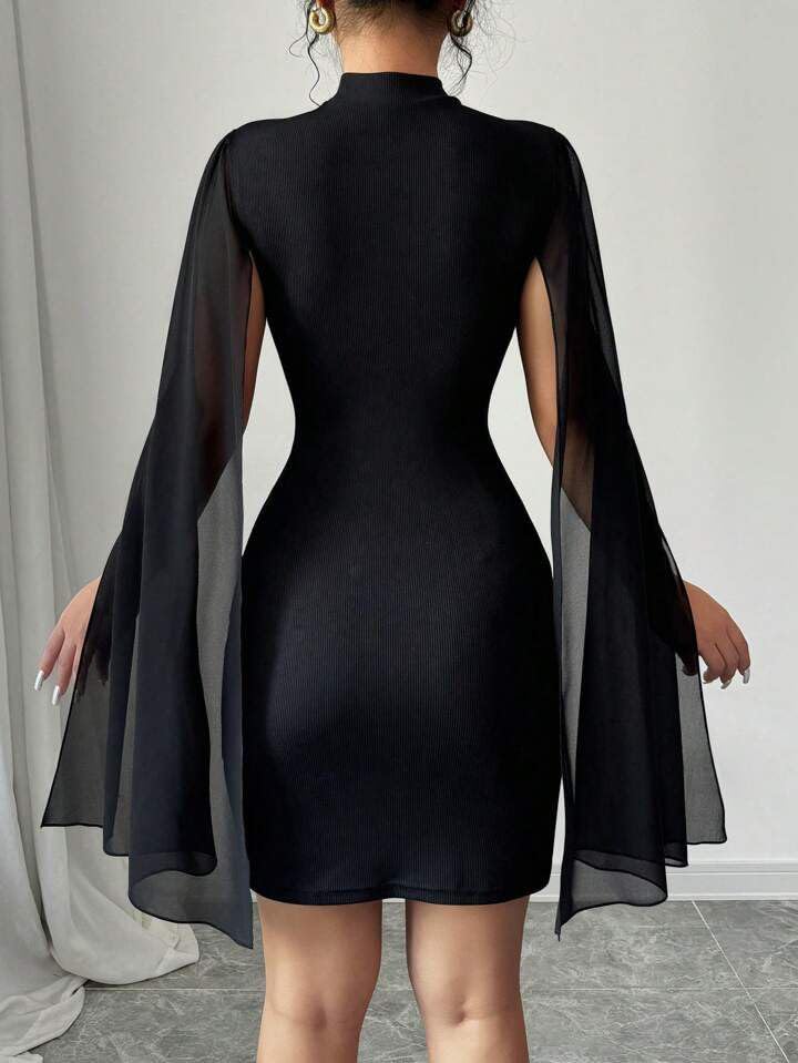 Cape Sleeve Mini Dress