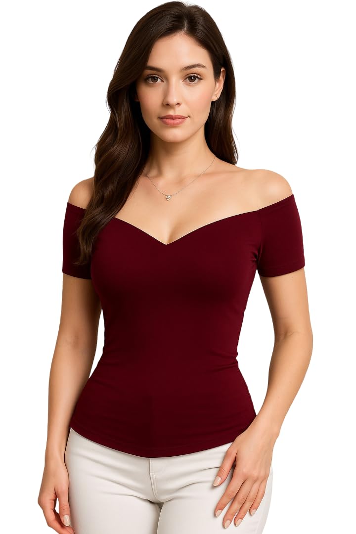 Off Shoulder Top — Maroon