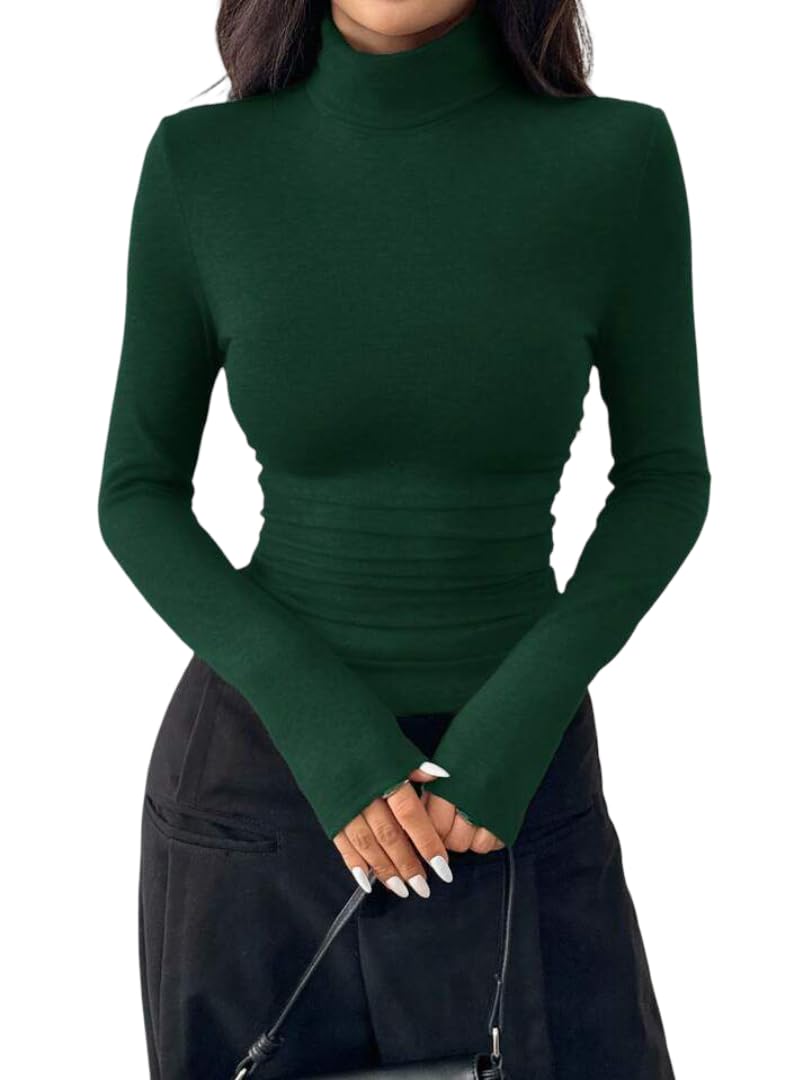 Turtleneck Crop Top — Green