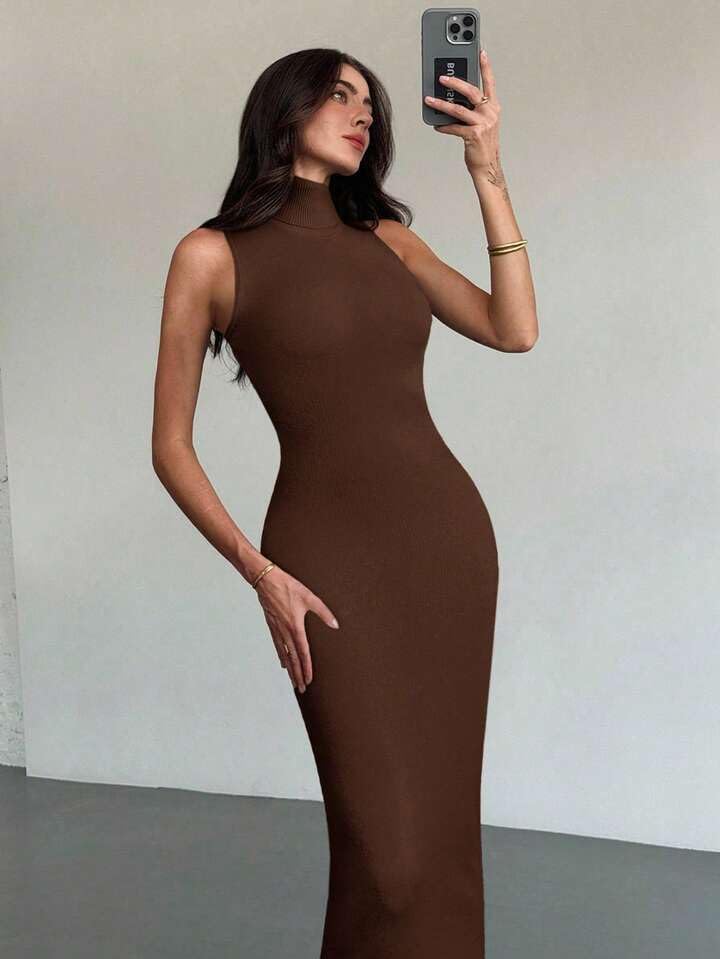 High Neck Sleeveless Dress
