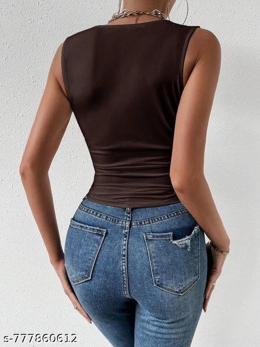 cowl neck sleeveless top