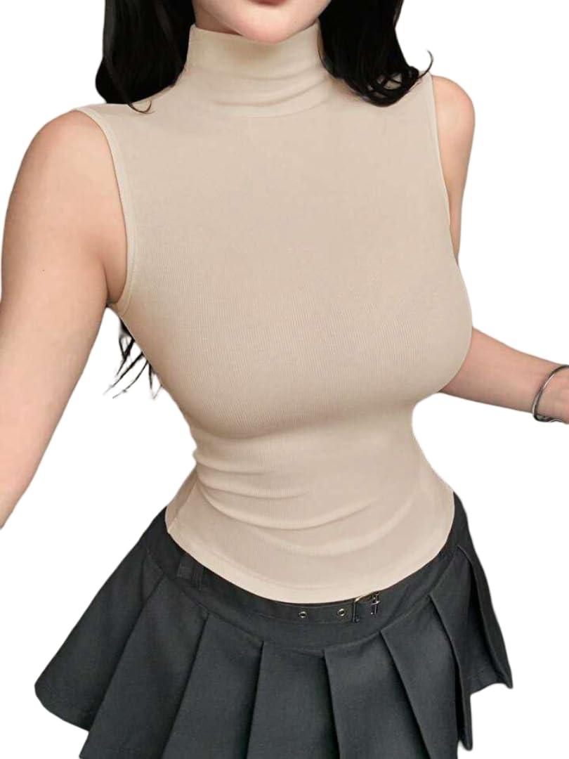 Turtleneck Tops — Beige