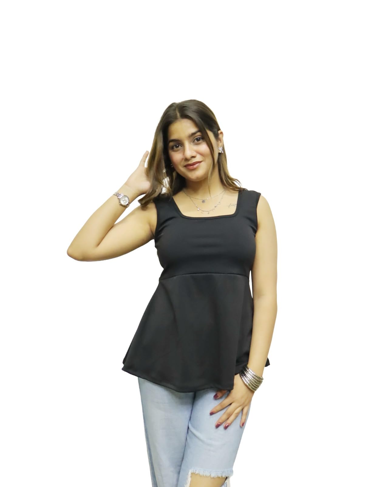 CROP TOP Black ,  green & Brown — Black