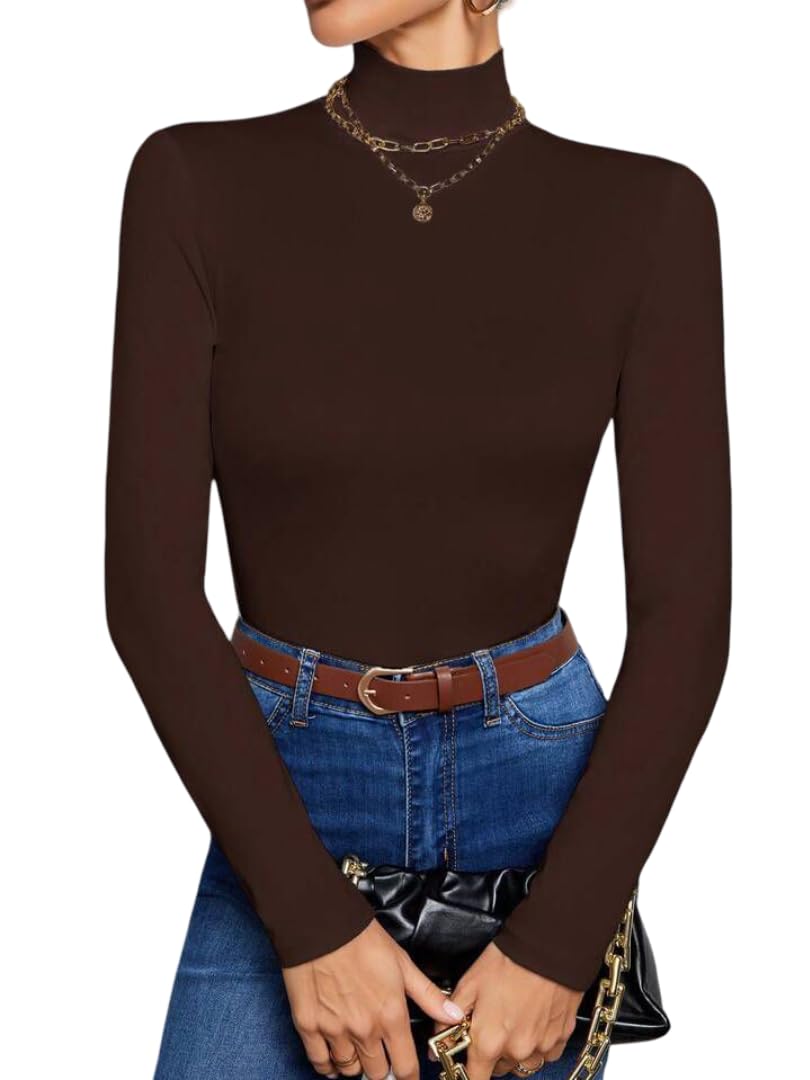 Turtleneck Crop Top — Brown