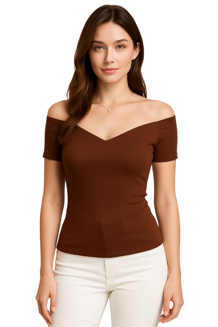 Off Shoulder Top — Brown