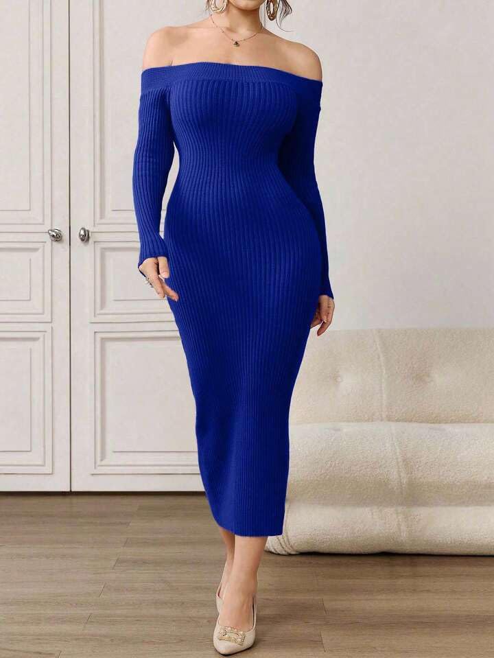Offshoulder Bending Dress