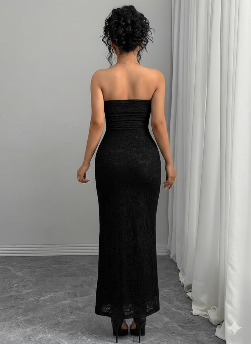 Strapless Lace Maxi Dress