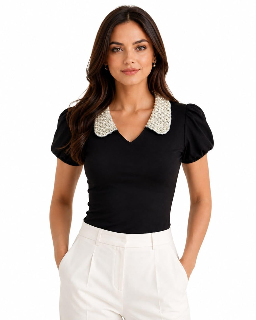 OOTDFY Women's Yellow Floral Lace Halter Neck Crop Top | Sleeveless Slim Fit Lace Blouse with 3D Flower Detail | Casual Western Party Top for Vacation, Date Night — Black