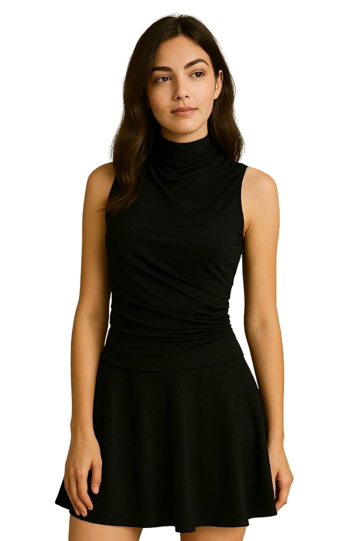 Funnel High Neck Top — Black