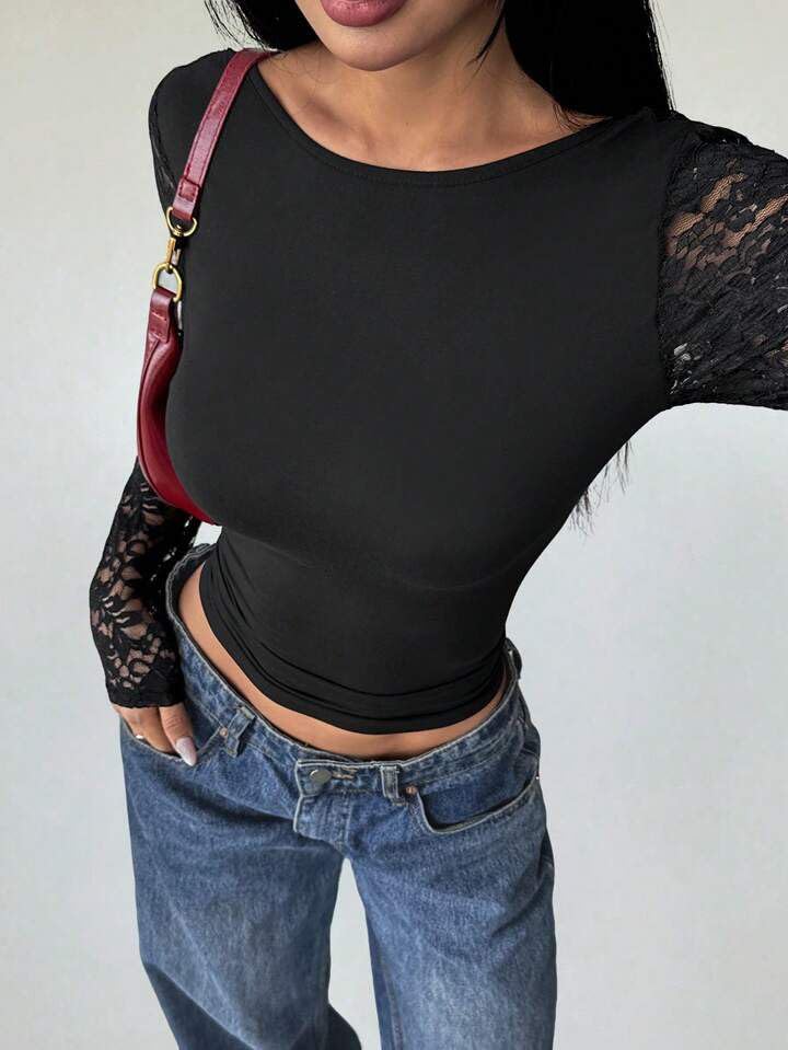 Elegant Lace U Back Top