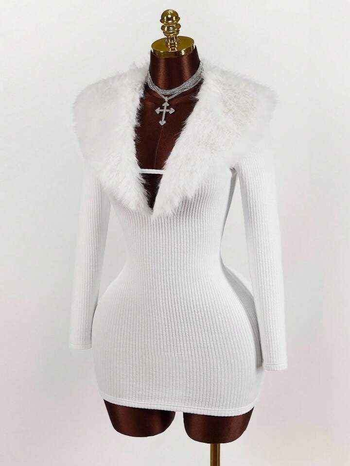 Deep V Neck Bodycon Mini Dress