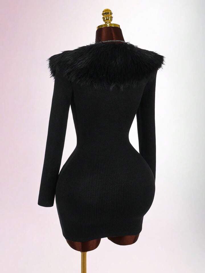 Deep V Neck Bodycon Mini Dress