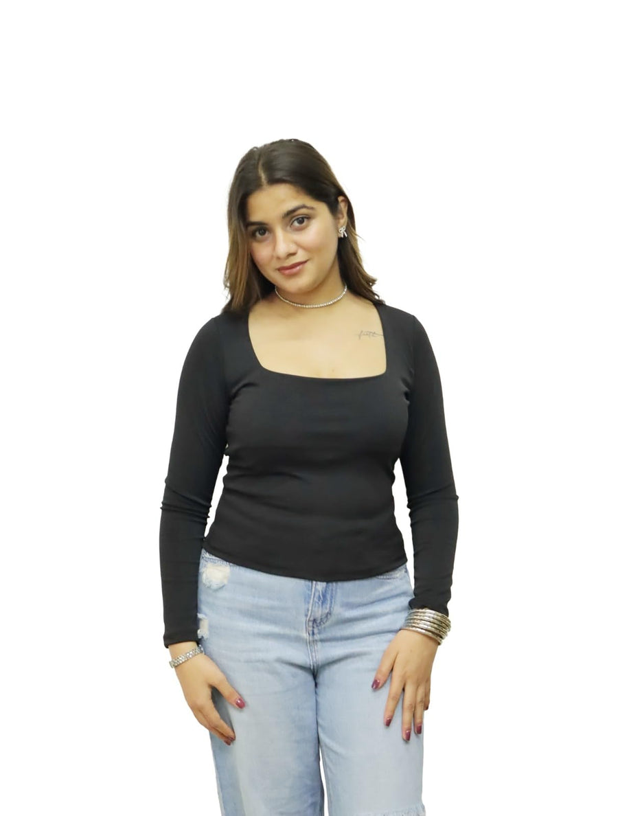 Sqaure Neck top — Black