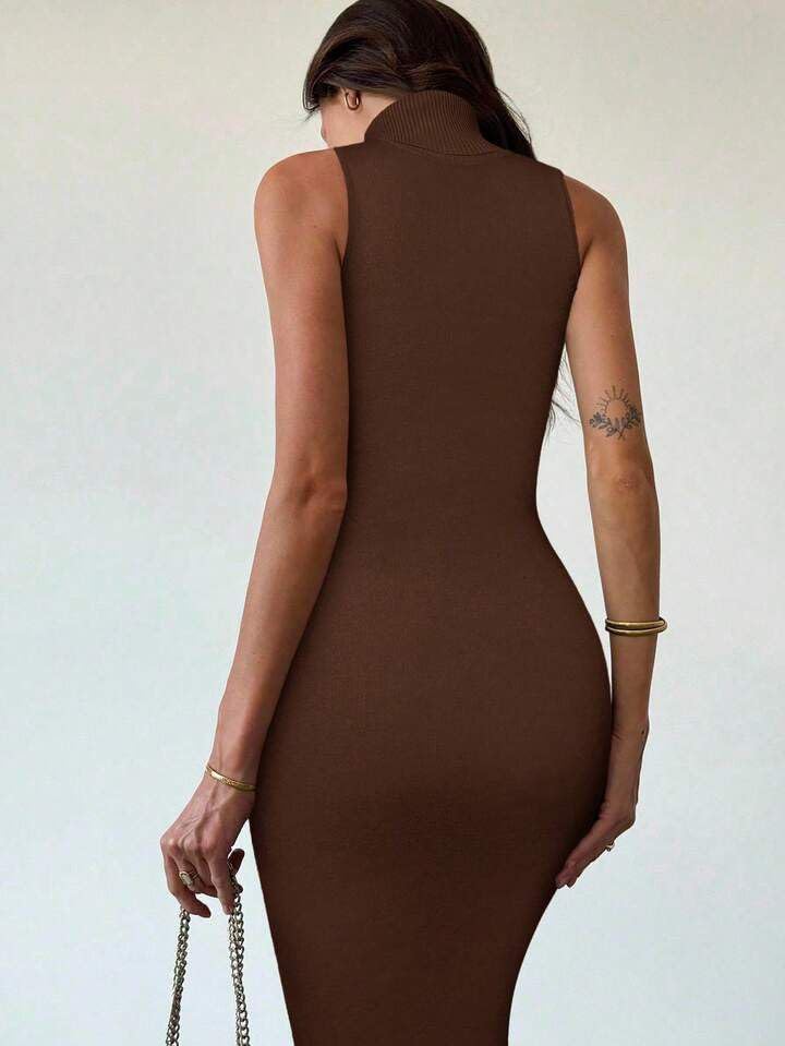 High Neck Sleeveless Dress
