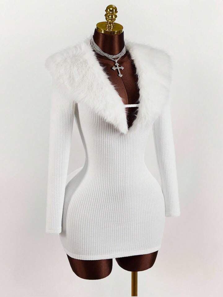 Deep V Neck Bodycon Mini Dress