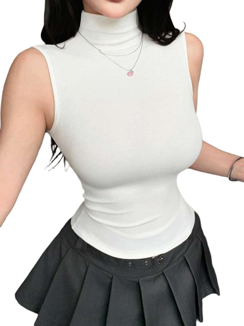 Turtleneck Tops — White