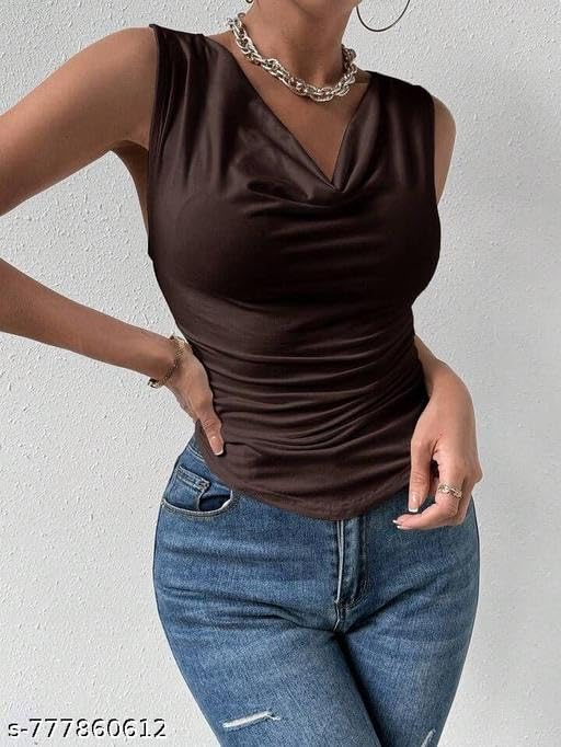 cowl neck sleeveless top