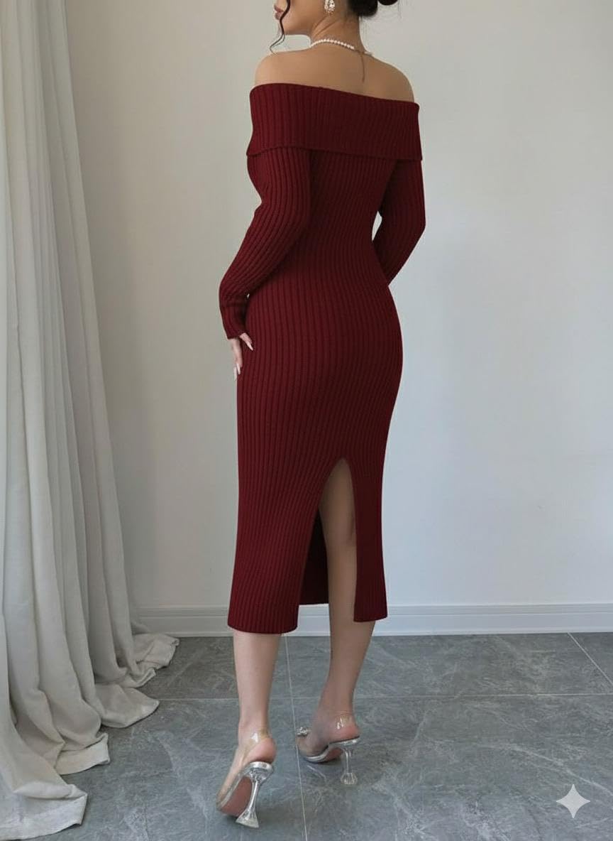 Midi Dress with Back Cut