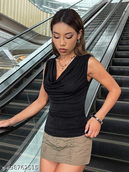 cowl neck sleeveless top