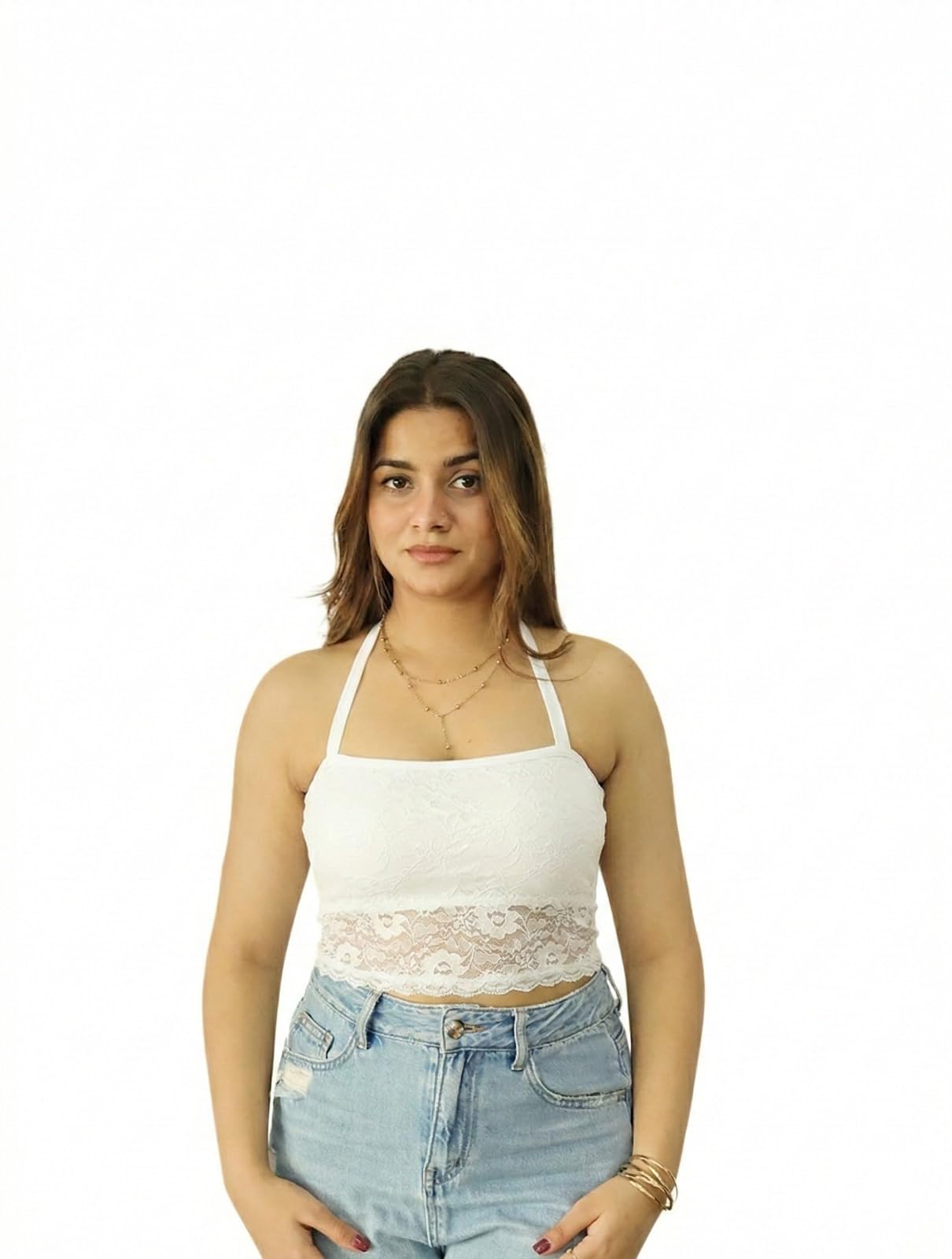 Collarless Top — White