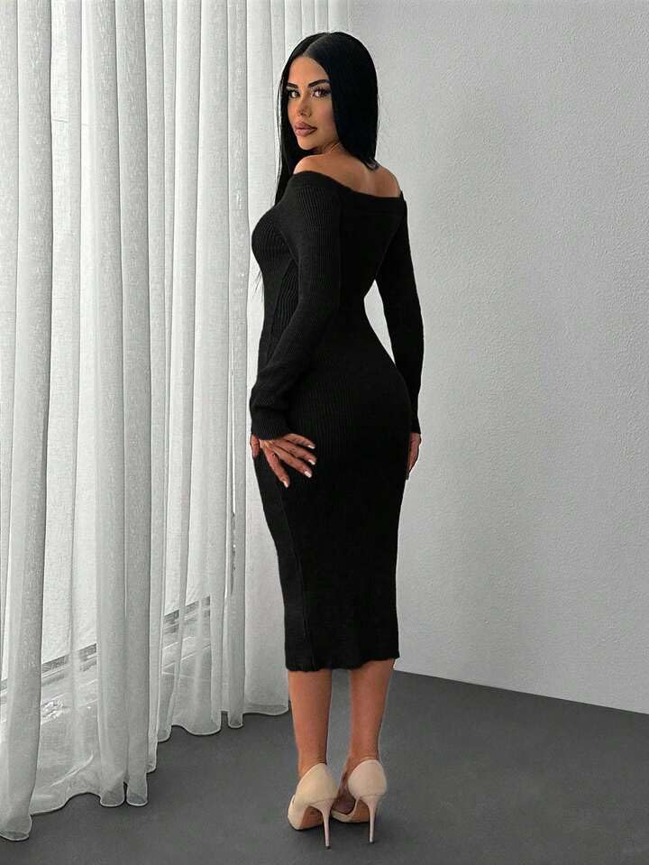 Offshoulder Bending Dress