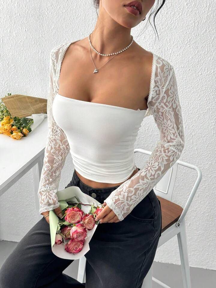 Lace Work Crop Top