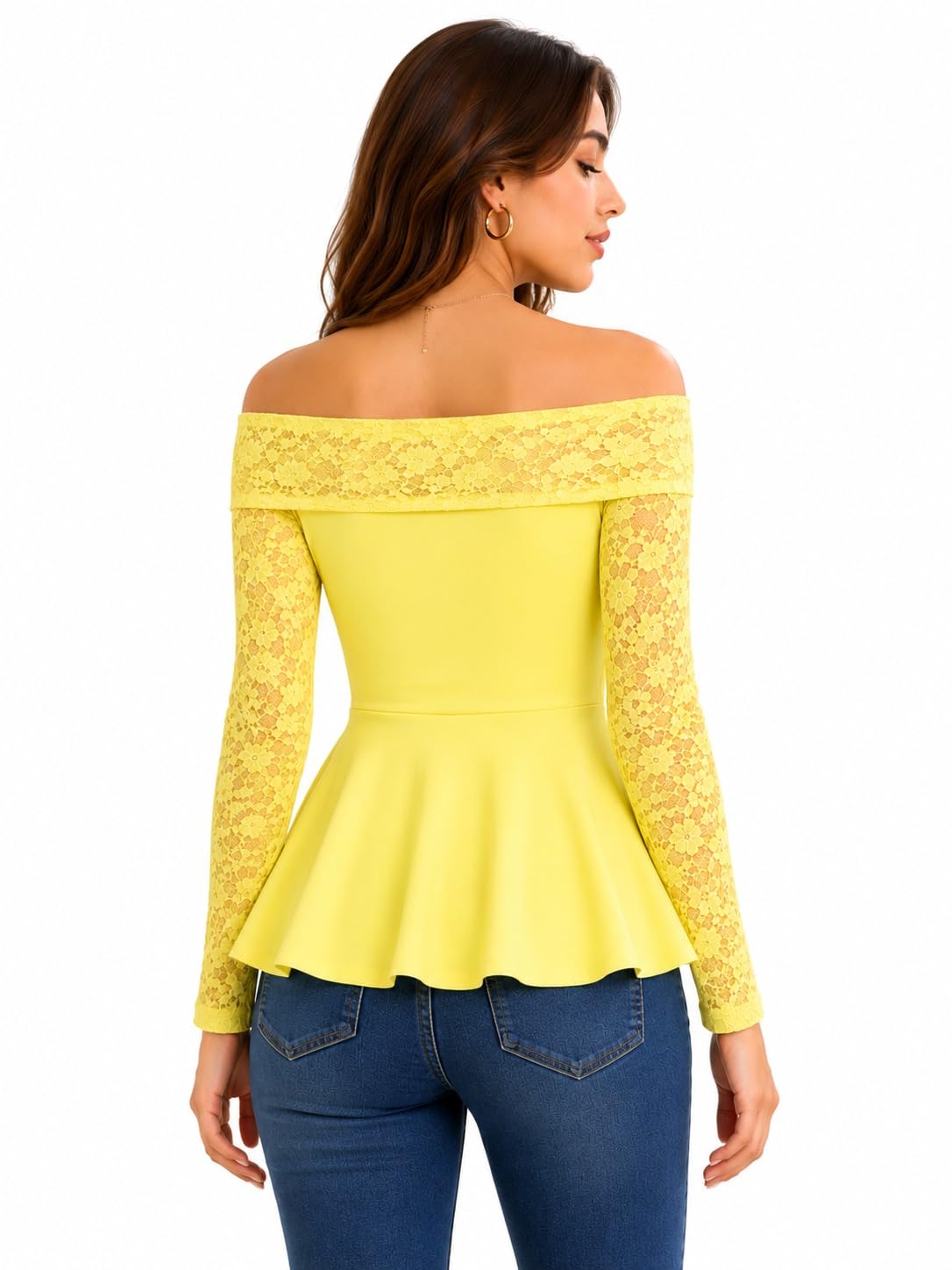 OOTDFY Women's Yellow Floral Lace Halter Neck Crop Top | Sleeveless Slim Fit Lace Blouse with 3D Flower Detail | Casual Western Party Top for Vacation, Date Night