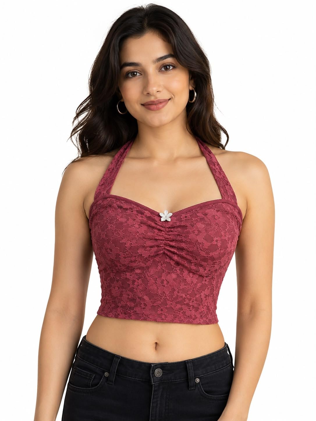 Maroon sweetheart tieup plastic flower — Maroon
